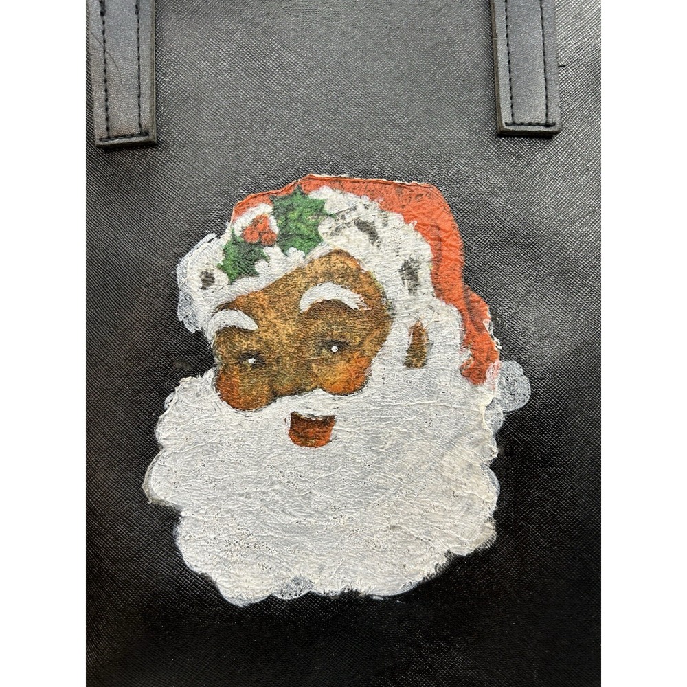 Black Over Shoulder Tote Bag Holiday Santa Decoration - Picture 2 of 8
